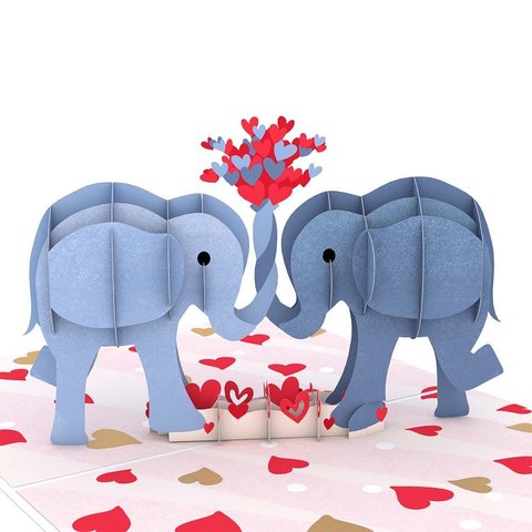 ポップアップグリーティングカード　Love Elephants