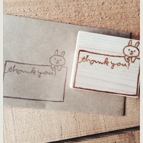 うさぎのthank you メモはんこ　　