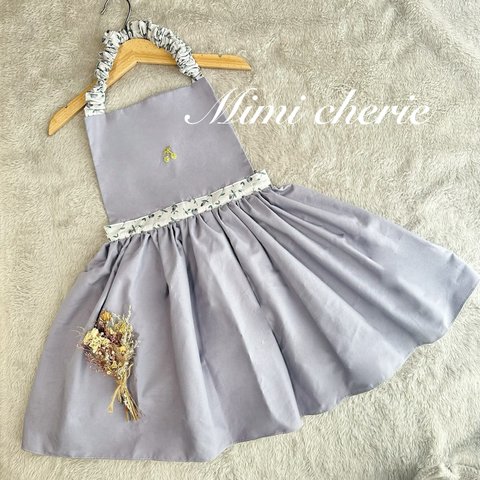 New color!! 子ども用　キッズ　フリル　エプロン　♡ リバティ　フローティングフローラ　女の子