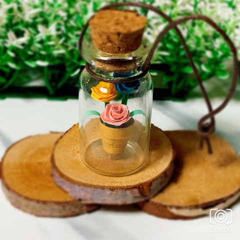 【1点もの】⑦  ペーパーの薔薇 ミニチュア ハンドメイド クイリング