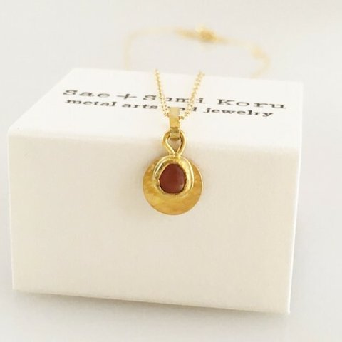 K24 Pure Gold+Raw Red Spinel◆純金 レッドスピネル原石ペンダントトップ