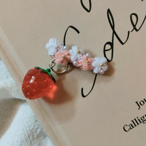 strawberry flower hairclip