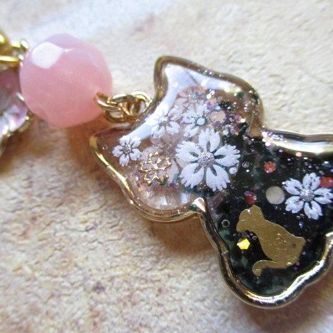 ◇2319再販６ 🌸お花見猫のストラップ・バッグチャーム🐈🌸 