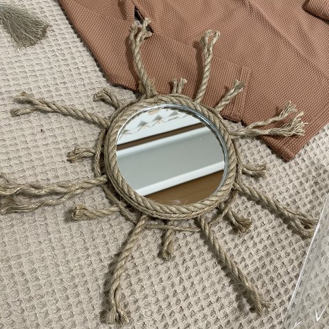 jute sun mirror 壁掛け麻のミラー【sun】