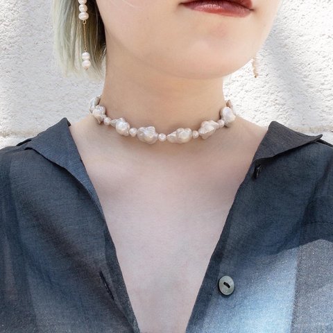 flower pearl choker〜バロックパール〜