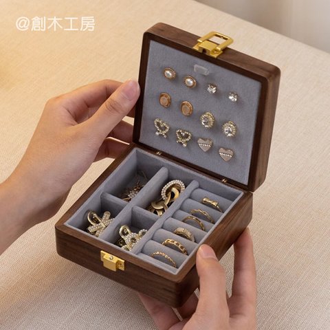 小さめジュエリーボックス アクセサリーケース 宝石箱 持ち運び 携帯用 トラベル 可愛い 小物入れ 指輪収納