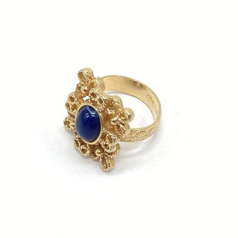 Sarah Coventry Ring 1960's Vintage Gold Lapis Lazuli Geometry