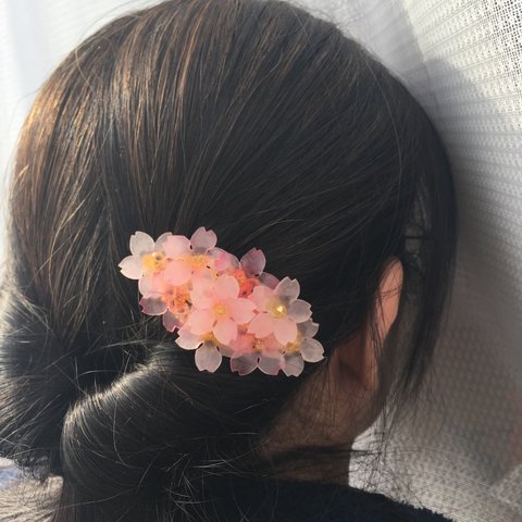 [再販×2](小)桜の華やかなバレッタ さくら