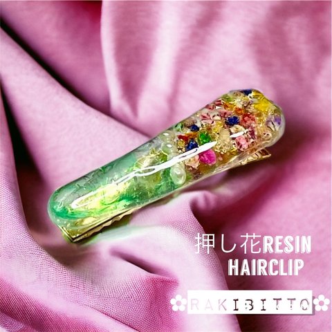 かすみ草とさざれ石のレジンヘアクリップ✿