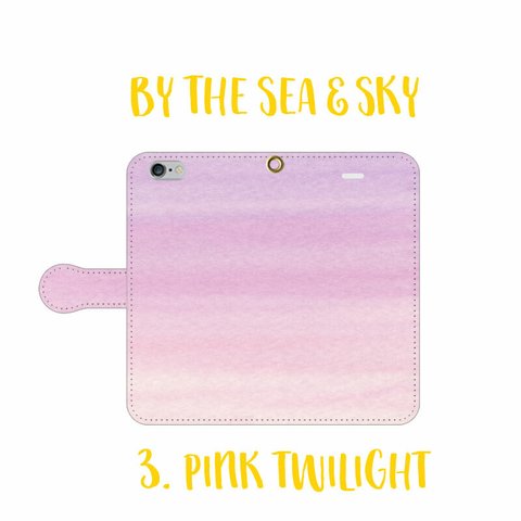 手帳型　スマホケース  「By the Sea & Sky」Pink Twilight