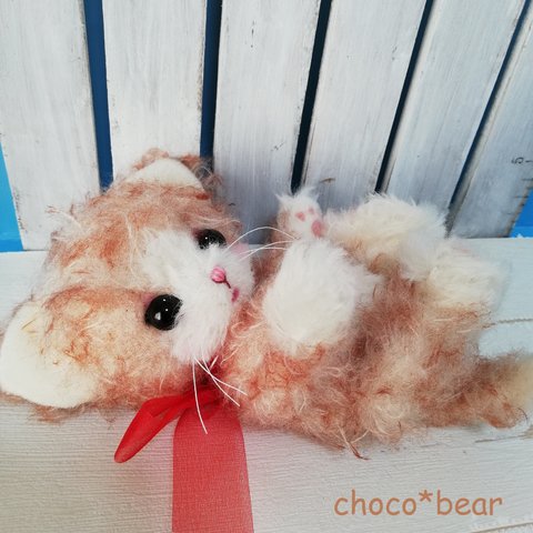 choco*bear ☆ 仔猫ちゃん（約17cm)　テディベア　アメジストグラスアイ　シュタイフ チップドモヘア