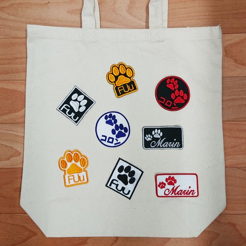 【受注製作】肉球＋お名前の刺繍シールワッペン