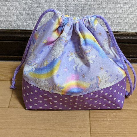 【現品限り】パープルペガサスと水玉のお弁当袋