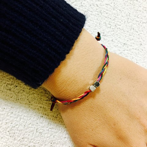 七色の三つ編みコード＊bracelet or anklet＊