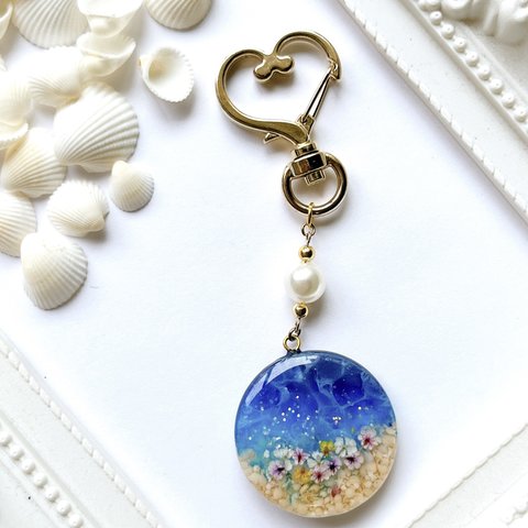 【10】キーホルダー 海 レジン 海塗り