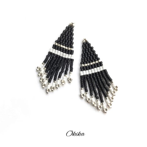 ーPerlenーピアス/イヤリング【Black× silver】