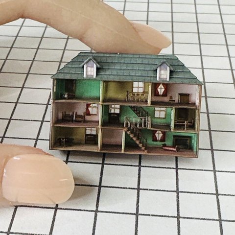 ミニチュア　ドールハウス　建築模型　住宅模型　フィギュア　1/64より小