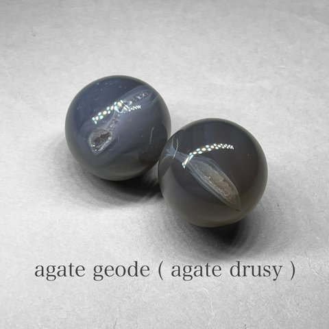 agate geode ( agate drusy ) sphere：treasure agate / アゲートジオード ( アゲートドゥルージー ) スフィア B ( 2個セット )