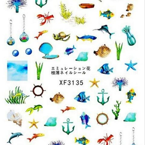 ＊送料84円～＊　夏のネイルシール　金魚　椰子　サンダル　アサガオ　花火　ヨット　イカリ　ホタテ　巻き貝