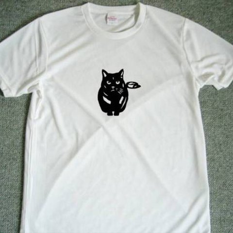 黒猫 切り絵 ドライTシャツ ネコ グッズ