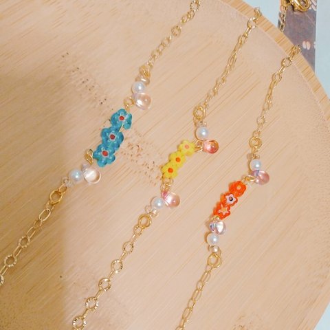 【￥200off✨】花と雫のブレスレット🌸‪𓈒𓍯 各3種