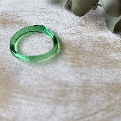 slim glass ring green 約7号