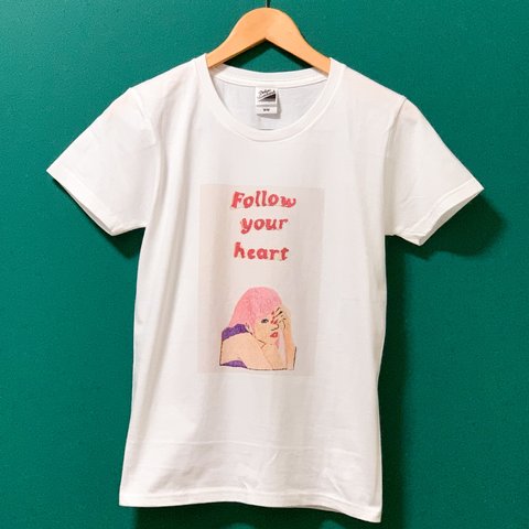 刺繍プリントTシャツ『Follow Your Heart』