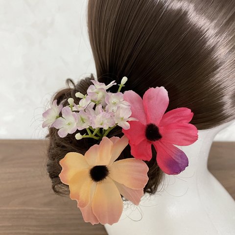 お花の髪飾り ヘアピン 造花 コスモス No.51