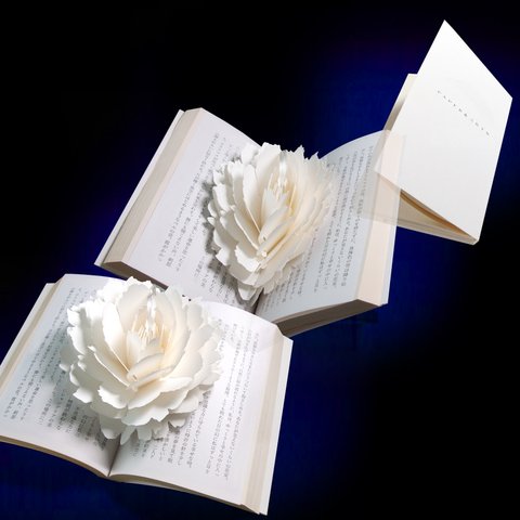 紙の花のしおり　ポップアップペーパーブックマーク〈ピオニー〉