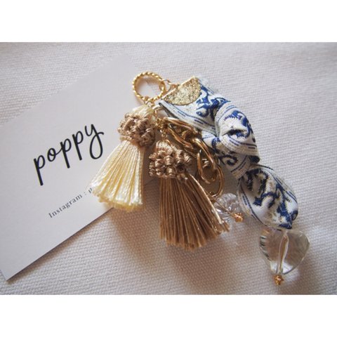 tassel × ribbon × chain smartphone ring charm タッセル×リボン×チェーンスマホリングチャーム