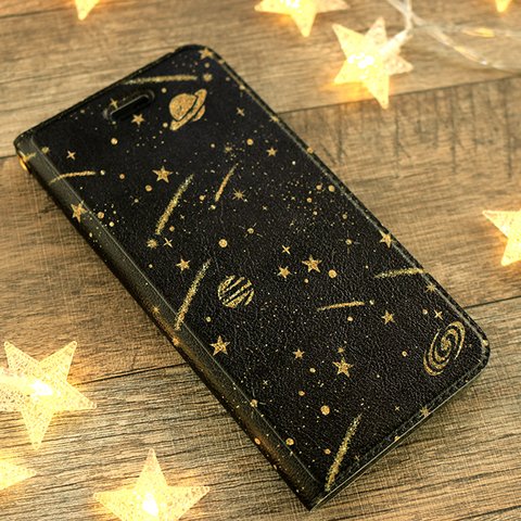 ベルトなし iPhone 手帳型スマホケース【shooting star】