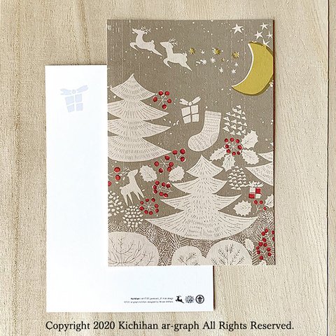 クリスマスカード ポストカード／冬 葉書 手紙【2枚入】