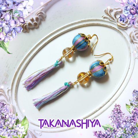 【一点物】万華鏡紫陽花ピアス・イヤリング