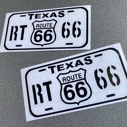 USA  USナンバー【 TEXAS ROUTE66 】ルート66 sticker ステッカー お得2枚セット 【カラー選択可】 送料無料♪