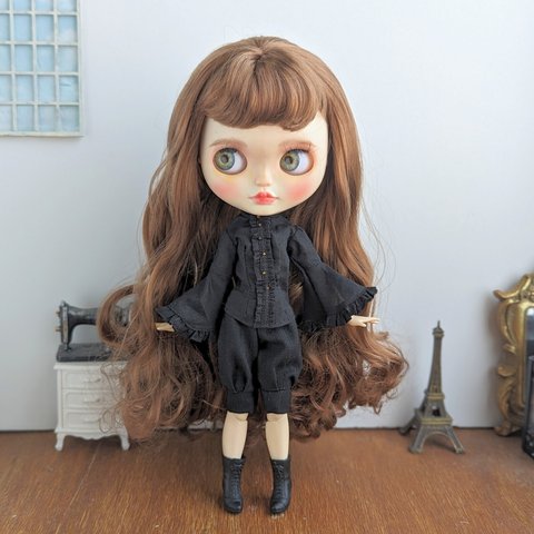 1111※単品※黒のウールのバルーンパンツ※ブライスアウトフィット※1/6ドール服