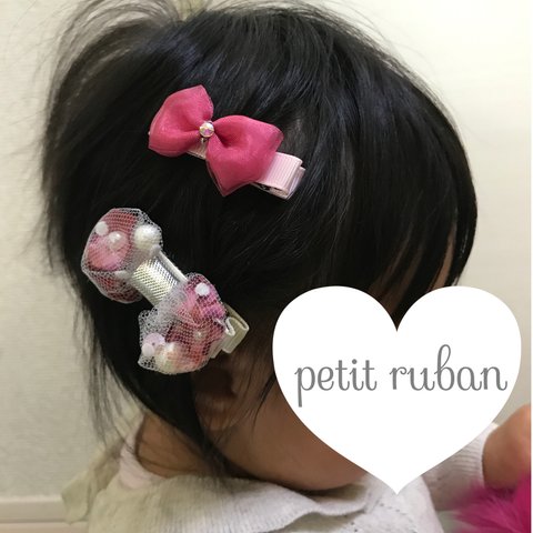 チュールリボンがかわいい♡baby&kidsのヘアクリップ