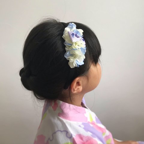 【sold out】 浴衣× カチューシャ  紫陽花と和柄リボンのカチューシャ