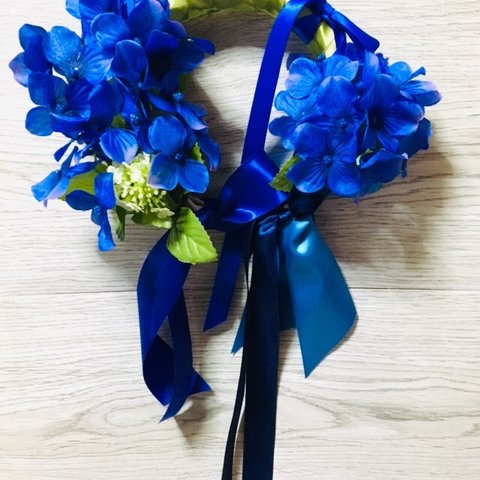 ☆マイニチごきげん flower LIFE★オシャレさんのリース★プレゼントにも最適★青の紫陽花リース★