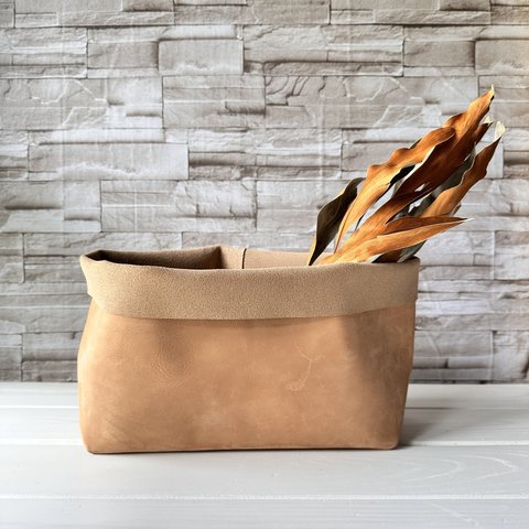 Leather basket Lsize