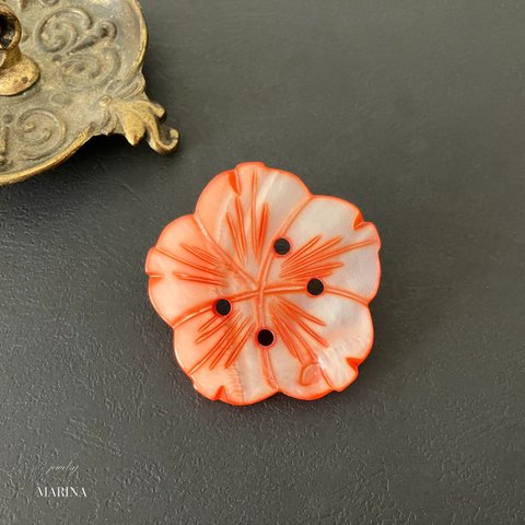 ｛シェル} Hibiscus Orange ヘアフック　ポニーフック