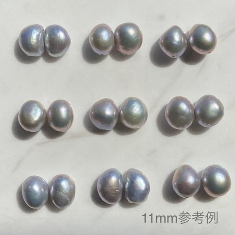 大粒グレー🤍バロックパール✨約11mm 一粒バロックシンプル淡水パールピアス/イヤリング変更可