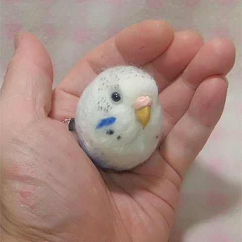 ライラックハルクイン セキセイインコ ☆マグネット/ブローチ どちらか選択  　 受注作成   うちの子オーダー可　羊毛フェルト　　工房小鳥屋さん