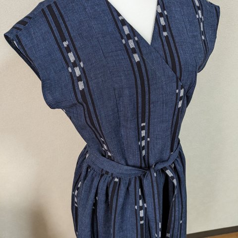 久留米絣のラップドレス/下川織物