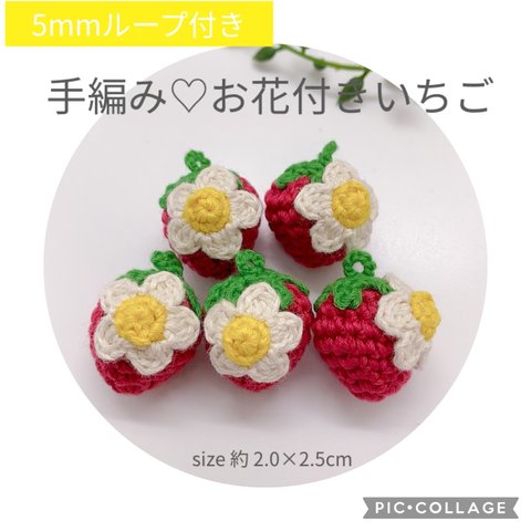 《5mmループ》お花付きいちご 5個セット