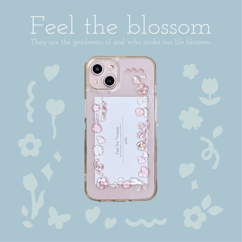 FEEL THE BLOSSOM blue 透け・もち・ちゅるん スマホケース