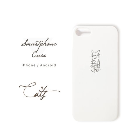 <<送料無料>>Newすわる猫 スマホケース【iPhone/Xperia/Galaxy/ARROWS/AQUOS/Huawei】