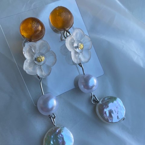  pearl flower  earring