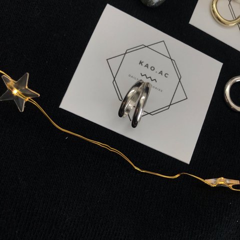 送料無料　SV 950 片方　double hoop ear cuff イヤーカフ　イヤリングの方にも