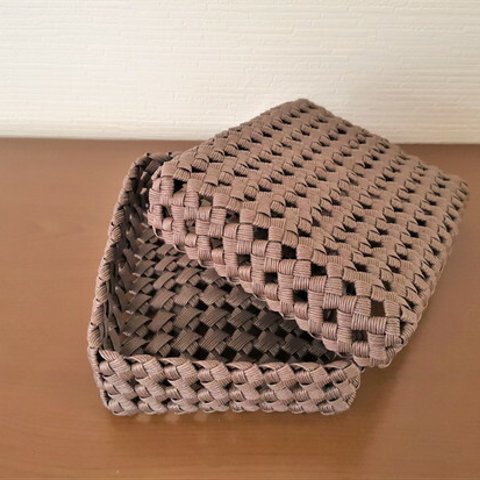 ふたつき四つ畳み編みボックス【KK099】