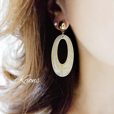 大ぶり オーバル ピアス/イヤリング🍀シンプルピアス/イヤリング